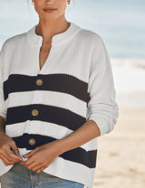 MONTECITO CARDIGAN- NAVY STRIPE