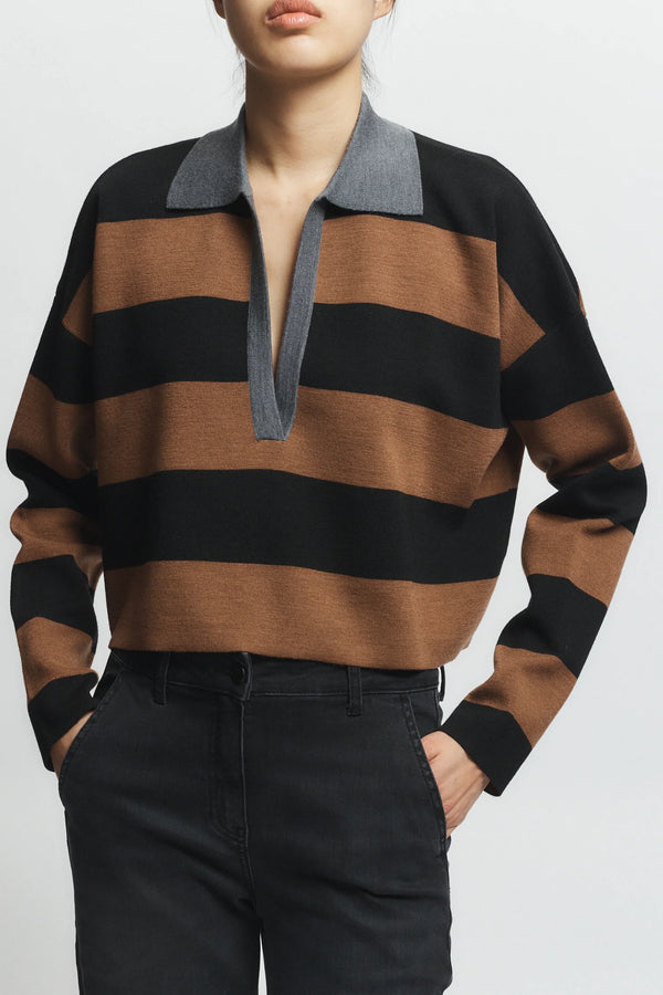 Samira striped knit polo