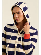 RAFA ZIP UP HOODIE- NAVY STRIPE