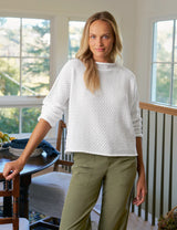 Monterey Pointelle Rolled Funnel Neck Sweater