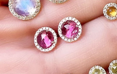 Rosie 5.0mm Pink Tourmaline & Diamond Post Earrings