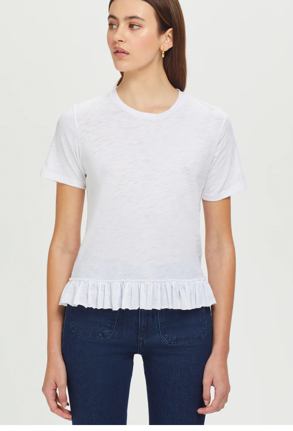 RUFFLE BOTTOM BOXY TEE