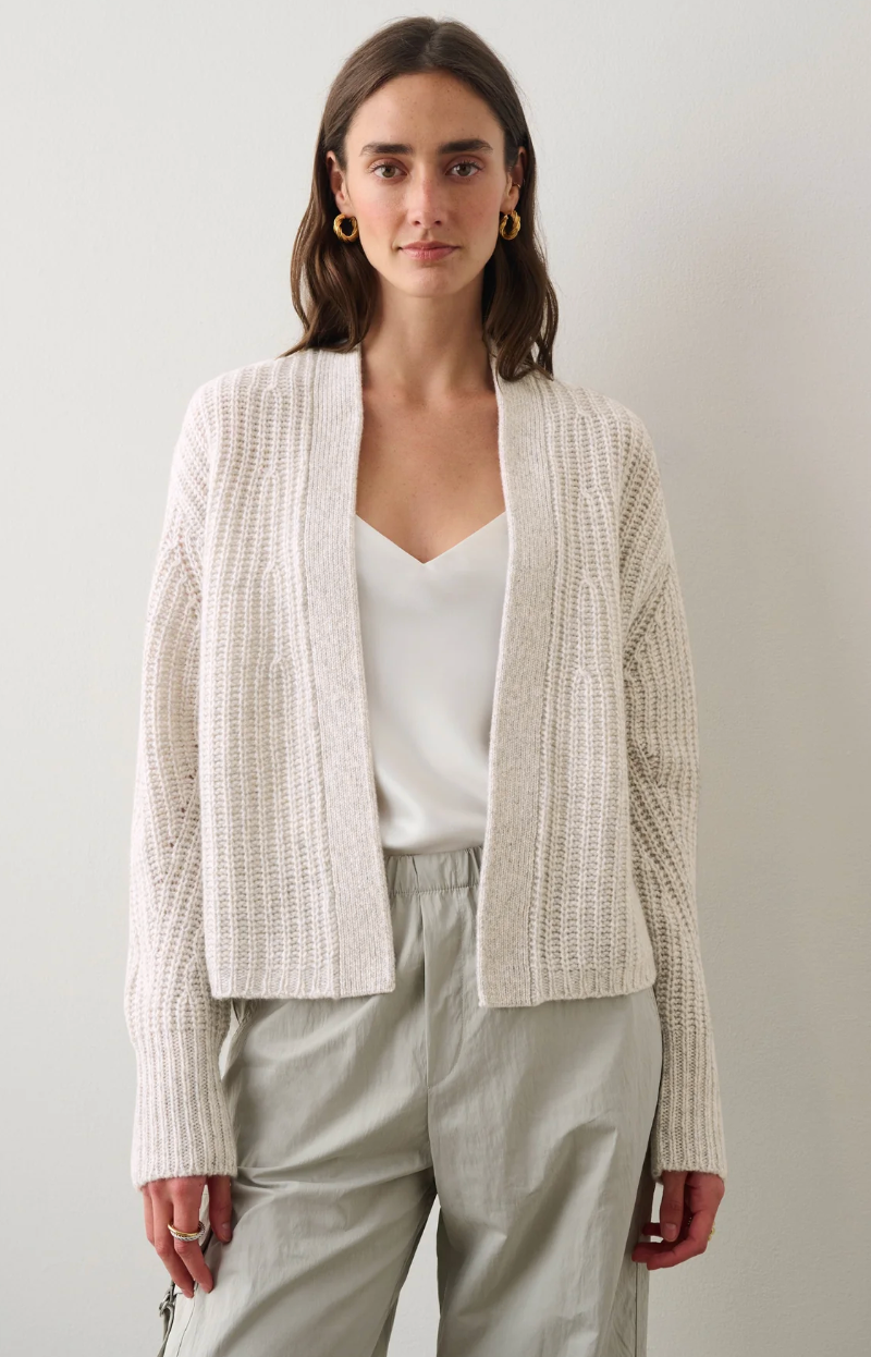 PLUSH RIBBED OPEN CARDIGAN