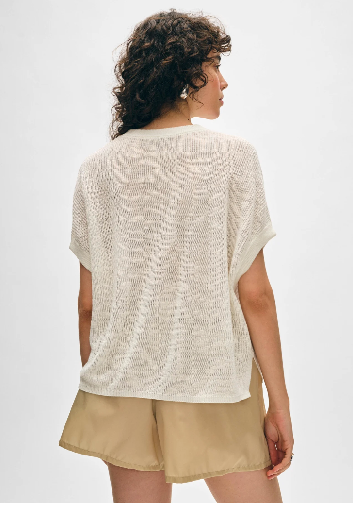 LINEN RIBBED EASY TEE