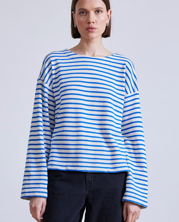 BARCA LONG SLEEVE TOP-COLBALT/CREAM STRIPE