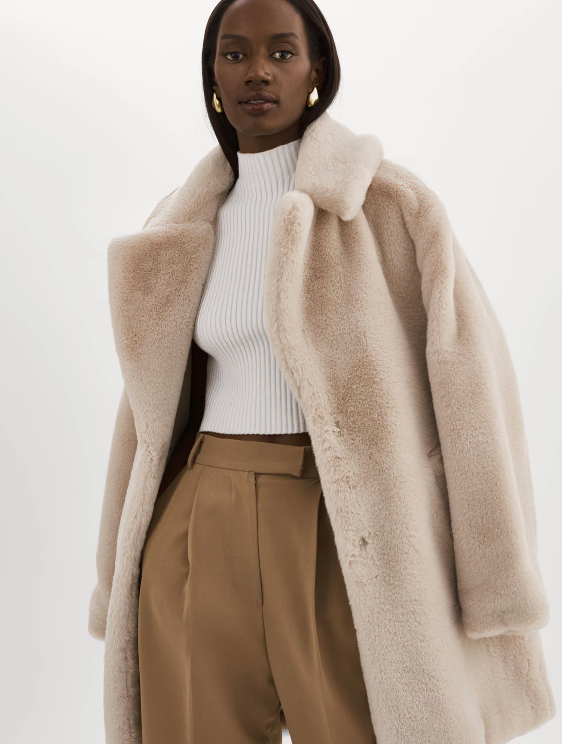 LINNEA FAUX FUR COAT-OAT