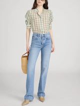 Gillian Top- Jade Plaid