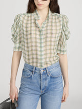 Gillian Top- Jade Plaid