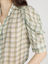 Gillian Top- Jade Plaid