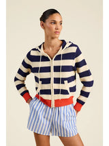 RAFA ZIP UP HOODIE- NAVY STRIPE