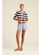 RAFA ZIP UP HOODIE- NAVY STRIPE