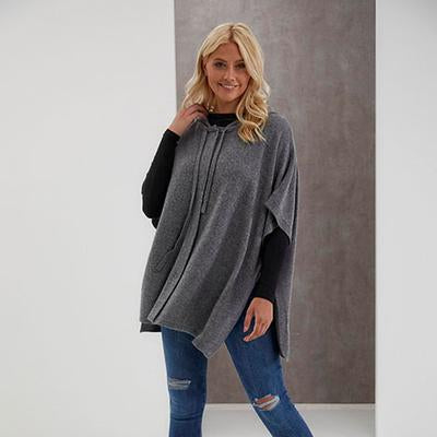 ALEXIS HOODED CAPE GREY OS